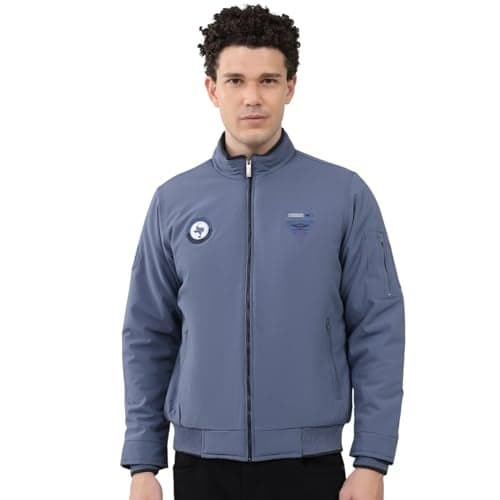 Monte Carlo Men’s Regular Fit Solid Collared Neck Full Sleeve Winter Jacket | Soft Warm Fabric | Stylish Classic Winter Outerwear | Stylish Men’s Winter Jacket Light Blue L (Pack Of 1)