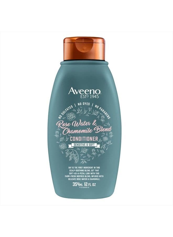 Rose Water & Chamomile Blend Sulfate-Free Conditioner with Colloidal Oat for Dry Sensitive Scalp, Gentle Cleansing Conditioner for Fine, Fragile Hair, Paraben & Dye-Free, 12 Fl Oz
