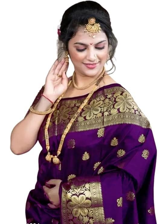 C J Enterprise Women's Banarasi Saree Pure Kanjivaram Silk Saree Soft Design Wear Pattu Sarees Latest Cotton With Blouse Piece for Wedding sadi new ladies 2026