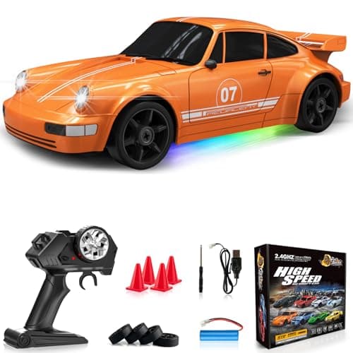 Everbigmai RC Drift Car 124 Remote Control Car 4WD 15KMH High Speed Racing Sport Car with LED Lights RC Cars Toy for Kids Boys Girls Adults Gifts Birthday Christmas Rechargeable Batteries