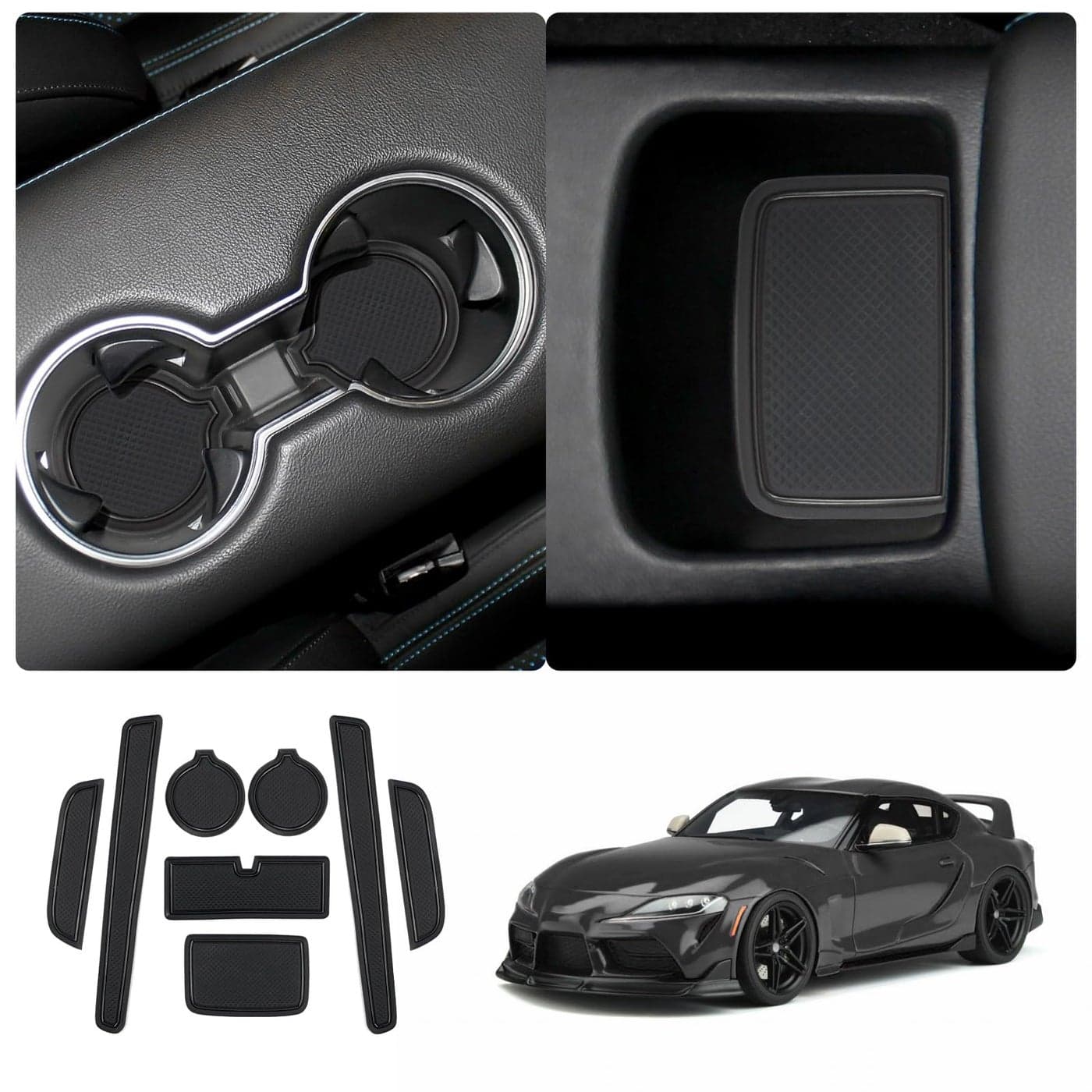 20202025 Toyoat Supra GR Center Console Liners Mats Cup Holder Inserts Mats NonSlip Center 2025 Supra GR Console Shifter Liner Trim Mats Antidust Door Pocket Liners Accessories 8 PCSBlack