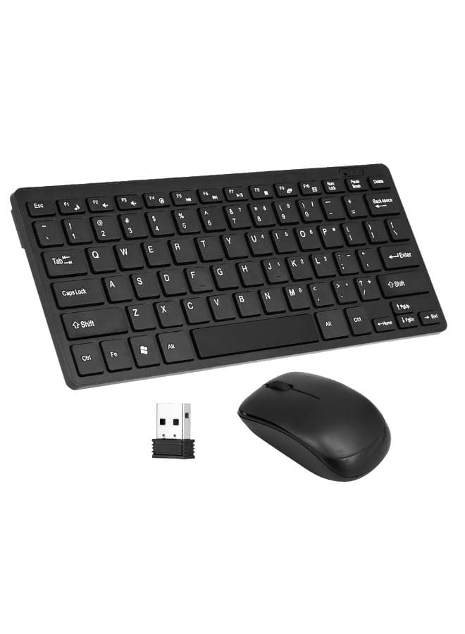 Portable Wireless Keyboard With Mouse Set English Black