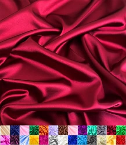 Satin Fabric Decoration Sewing Shiny Luxury 60 Wide Roll Metallic Shiny Upholstery Lining Drapery DIY Crafts Burgundy 1 Yard