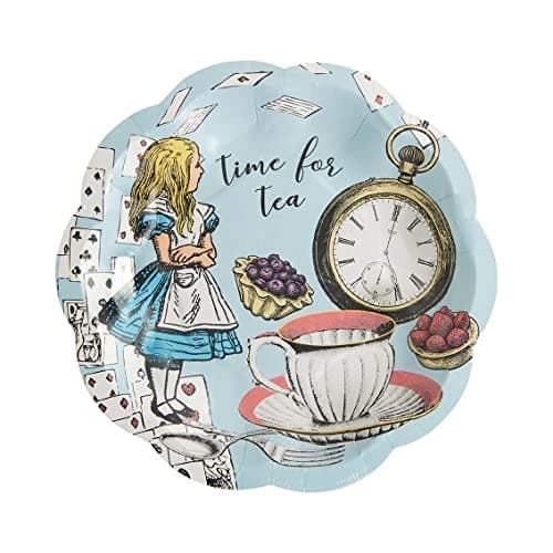 Talking Tables 12 x Alice in Wonderland Disposable Paper Plates Onederland Birthday Party Supplies Ideal for Mad Hatter Themed Tea Party, Mother's Day Surprise, Baby Shower 6.6"