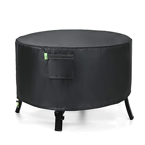 REDRICH Fire Pit Cover Round Heavy Duty Outdoor Firepit Cover Full Coverage Patio Outdoor Fireplace Cover Dustproof Anti UV and Waterproof 44L x 44W x 24H Black