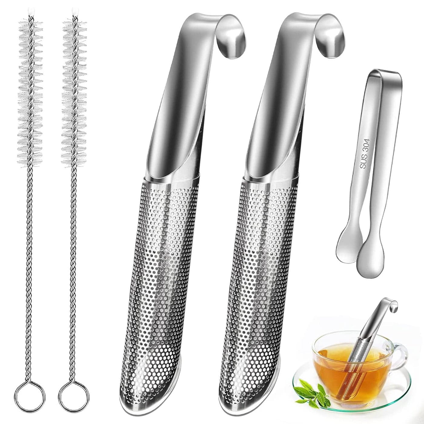 APOIMNA Tea Infuser for Loose Leaf Tea 304 Stainless Steel Tea Diffusers with Tea Clip Tea Strainers Travel Fine Mesh Tea Spoon Infusers for Loose Tea Rose HerbsSet of 2