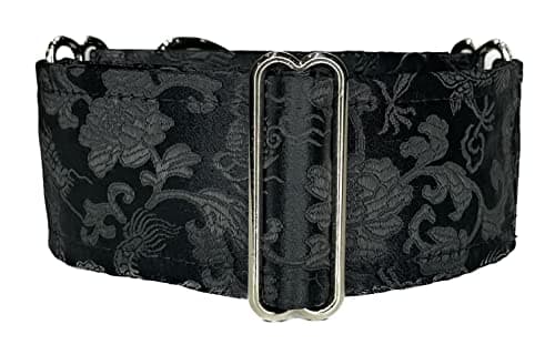 Extra Soft Martingale Dog Collar for Greyhound Saluki Whippet and Other Breeds with Similar Neck 2" Wide (Black, M 11”-14”)