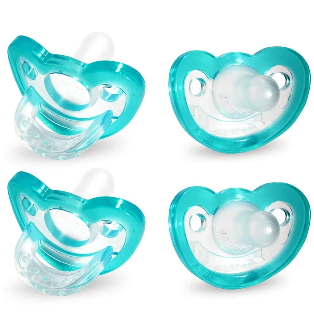 RaZbaby Jollypop Pacifier for Newborns Up USA Made Natural Shaped Orthodontic Binky Lovingly Shared in NICUs Hospitals Worldwide MedicalGrade 100 BPAFree 03 Months 4 Pack Teal