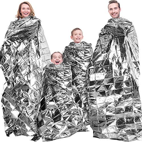 Maitys 4 Pcs Emergency Blankets High Silver Reflective Foil Sheet Heat Foil Protection Rescue Camping Blanket Hiking Space and Garden Greenhouse Covering Plant Growth Sheet