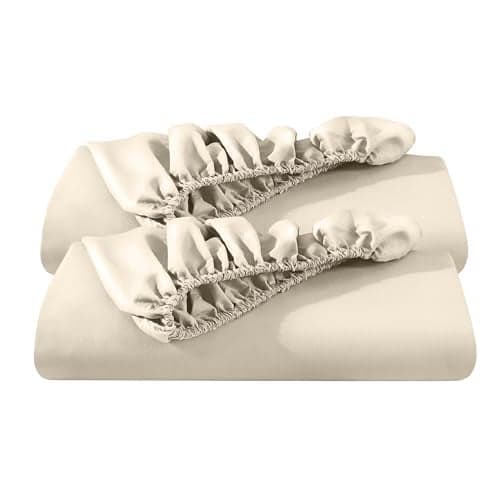 Bare Home 2-Pack Fitted Bottom Sheets Twin - Premium 1800 Ultra-Soft Wrinkle Resistant Microfiber - Deep Pocket (Twin, Sand)