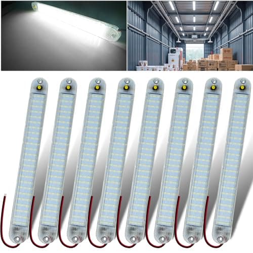 GZ5CG 12V Led Interior Light Bar 8 Packs 72Led 6500K White with ON/Off Switch 11Inch 12V 24V for Enclosed Cargo Trailer RV Van Truck Lorry Camper Caravan Motorhome (8Pcs)