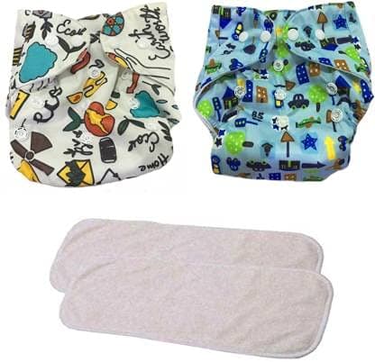 Chinmay Kids Baby Cloth Diaper Pants Adjustable Reusable Washable Printed Button Diaper for Babies/Infants/Toddlers (Age 0 to 2 Years) (Sky Blue- White)