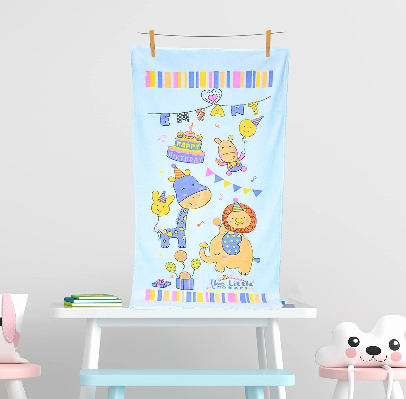 THE LITTLE LOOKERS® Towel for Newborn/Baby/Kids| Super Soft Baby Bath Towel Set for Infants/Bathing Accessories… (Blue, Small(46X84cm))