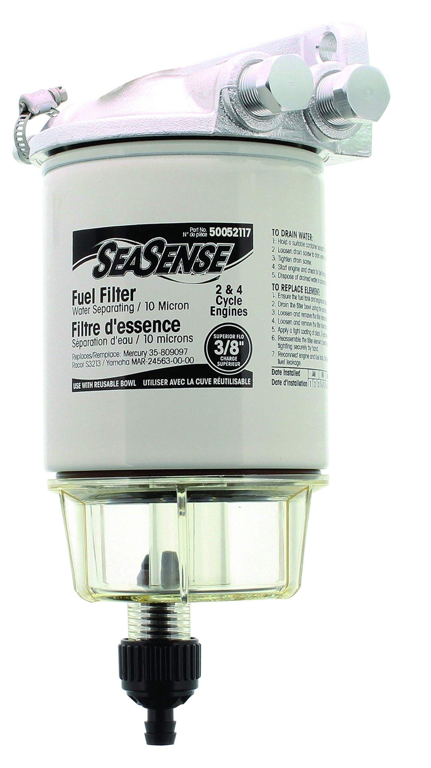 SeaSense Fuel Filter Kit with Clear Bowl And Aluminum Head