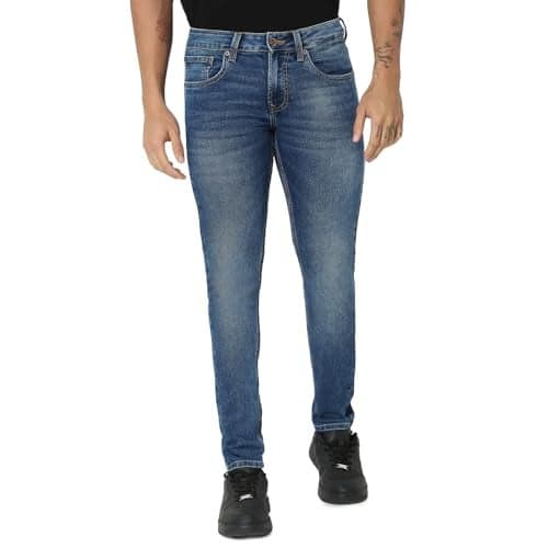 Spykar Men's Super Skinny Fit Low-Rise Casual Jeans Mid Blue
