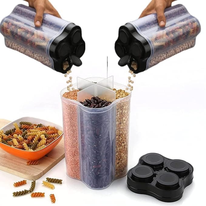 TASMAX 4-in-1 Kitchen Storage Box Set – Plastic Containers for Kitchen Storage | Multipurpose Jars & Boxes for Spices, Grains & Snacks | Durable & Space-Saving Design (4 in 1 pack2)