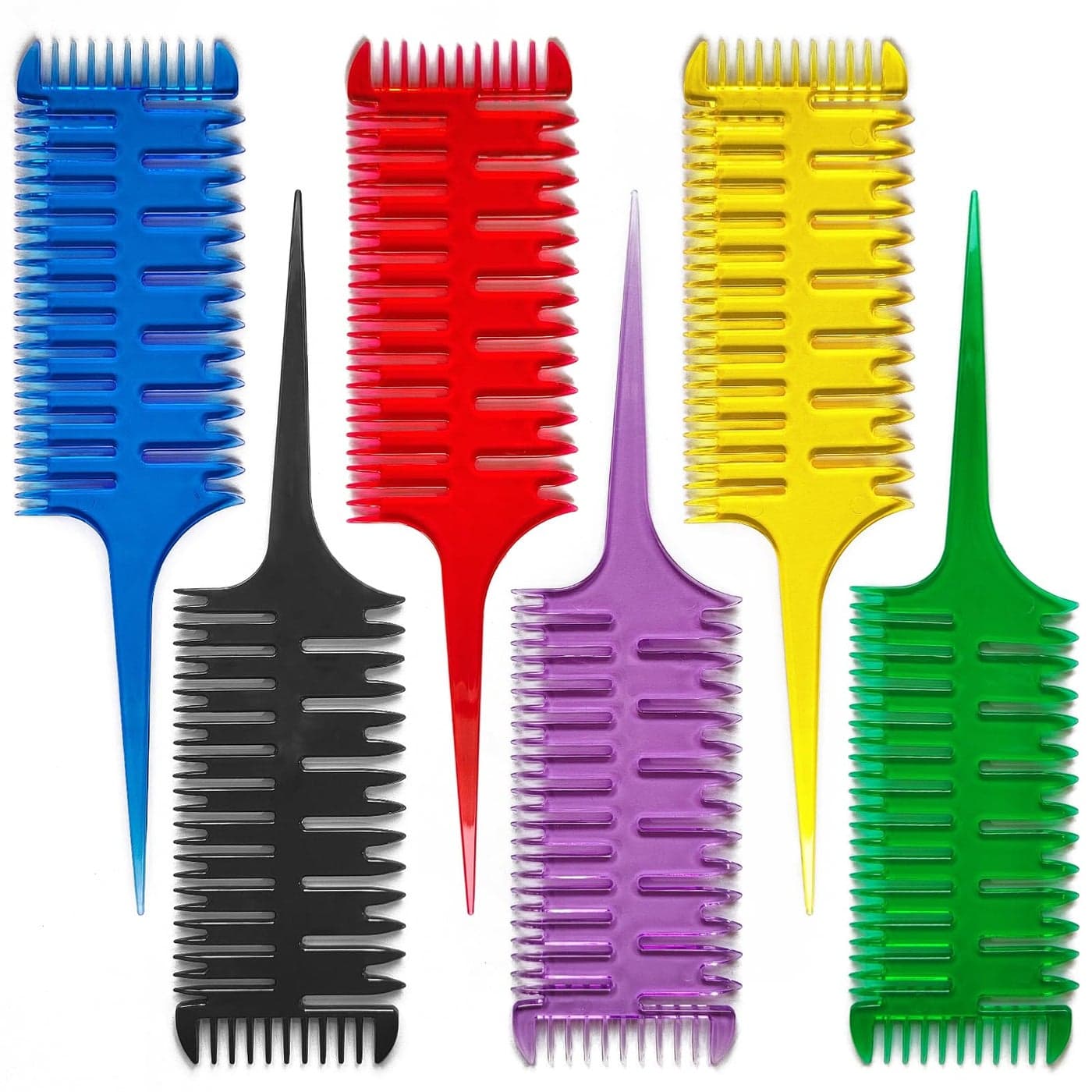 Professional 3Way Weaving Sectioning Hair Comb for Women Plastic Highlighting and Coloring Styling Comb