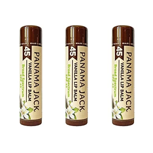 Panama Jack Sunscreen Lip Balm SPF 45 Broad Spectrum UVAUVB Sunscreen Protection Prevents Soothes Dry Chapped Lips Vanilla 3pack