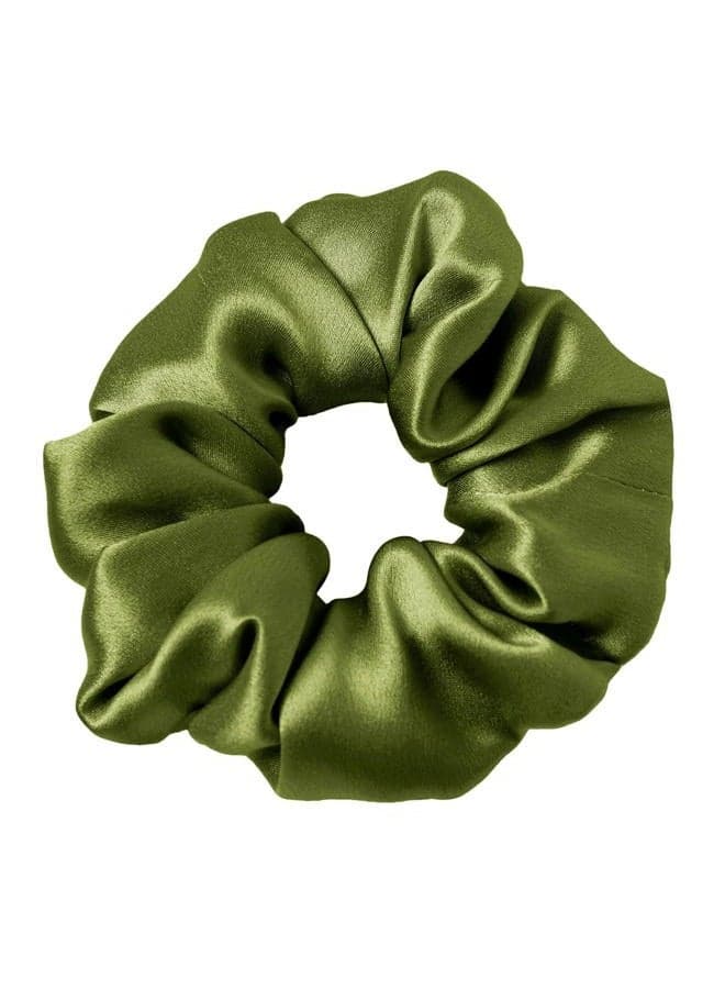 Silk Hair Scrunchy, 100% Mulberry Silk Ponytail Holder, Frizz & Breakage Prevention, No Damage, Dark Green, 1 Count