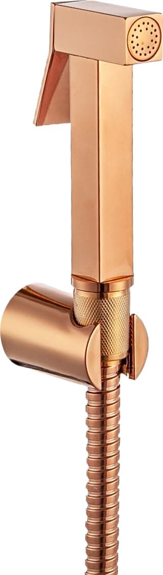 OBLONG Brass Health Faucet Set for Bathroom 1 Meter Jet Spray for Toilet Shower Faucet with Ultra Flexible Shower Hose Flexible Hose Pipe and Wall Hook Rosegold