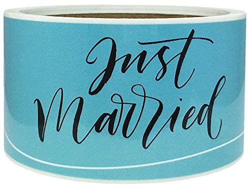 Just Married Water Bottle Labels 2 x 8 Inch 50 Total Stickers On A Roll