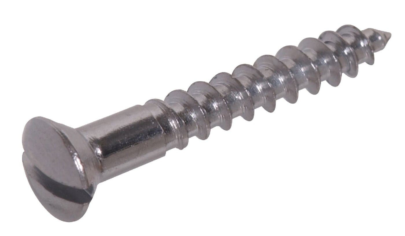 Hillman 1179 Brass Chrome Plated Oval Head Slotted Wood Screw 4 x 12 in 45Pack