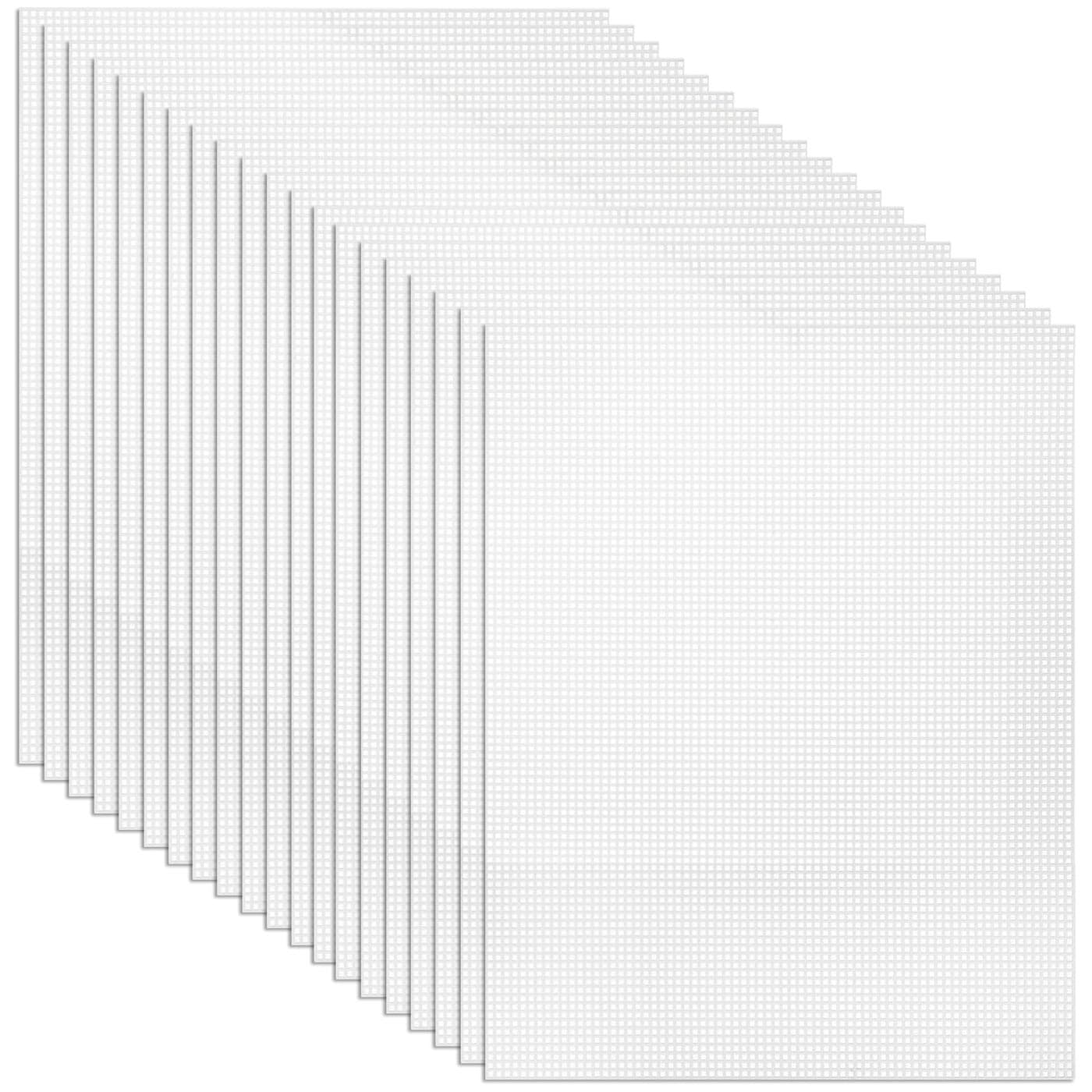 Tosnail 20 Pack 7 Count Clear Plastic Mesh Canvas Sheets for Embroidery Crafting 105 x 135
