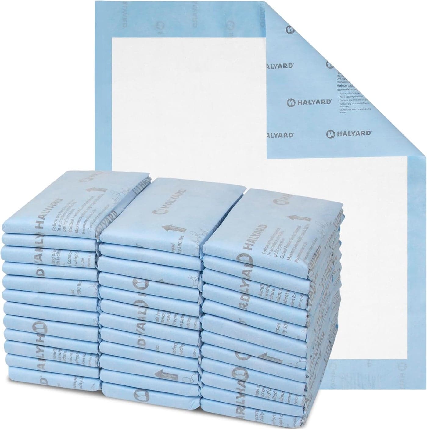 HALYARD Premium Disposable Underpads, 30" x 36" Chux Pads - Bed Pads for Adults with Airlaid Core for Moisture and Odor Control - Premium - Blue (Case of 40)