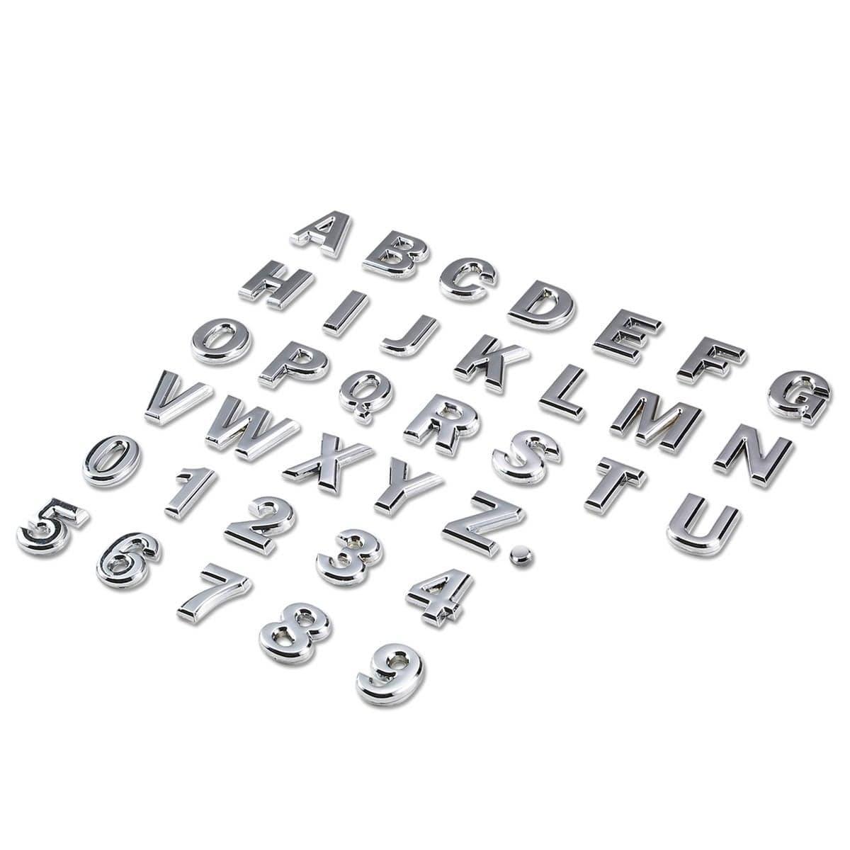 DNA Motoring EMLLETTERMSL Silver Letter Metal Decal Emblem Badge Sticker for Auto Car Truck Motorcycle Logo M