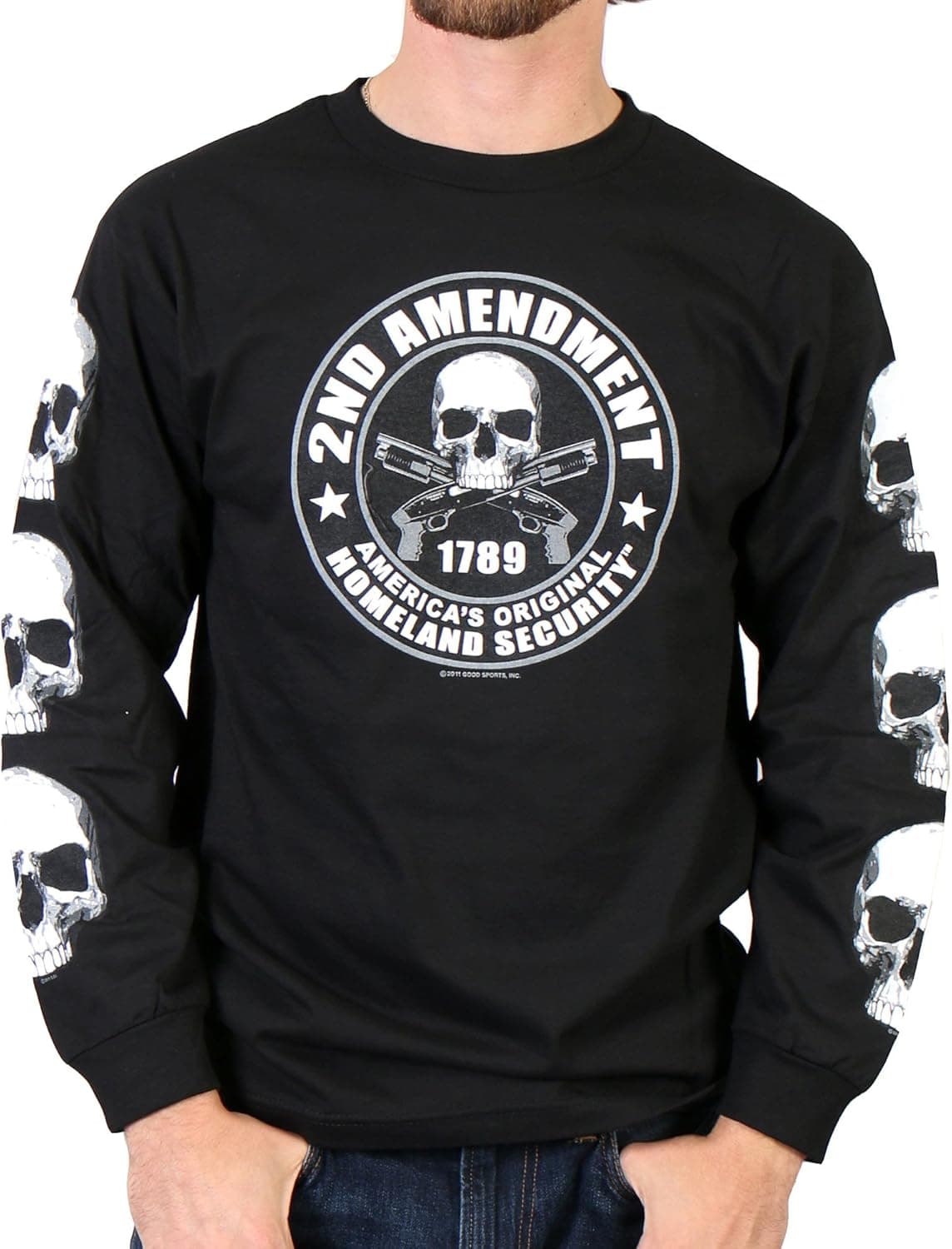 Hot Leathers Men's 2nd Amendment Long Sleeve Shirt - Black