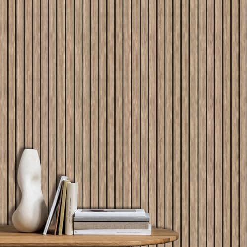 HLNIUC Brown Faux Wood Slat Wallpaper 17”x118”Peel And Stick wood Panel Grain PAPEL Para Pared Decorative Room Paper Wooden Texture Wall Paper Wood Look PVC Vinyl Contact Paper for Living Room Bedroom