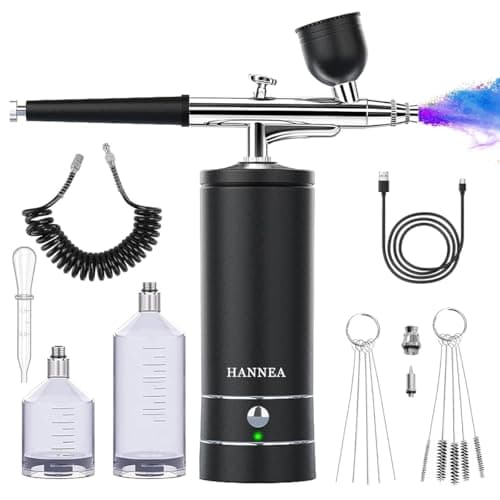 HANNEA® Airbrush-Kit Cordless Rechargeable Airbrush Compressor - Auto Handheld Airbrush Gun, Airbrush Set Portable Wireless Air Brush for Barber, Nail Art, Cake Decor, Makeup, Model Painting