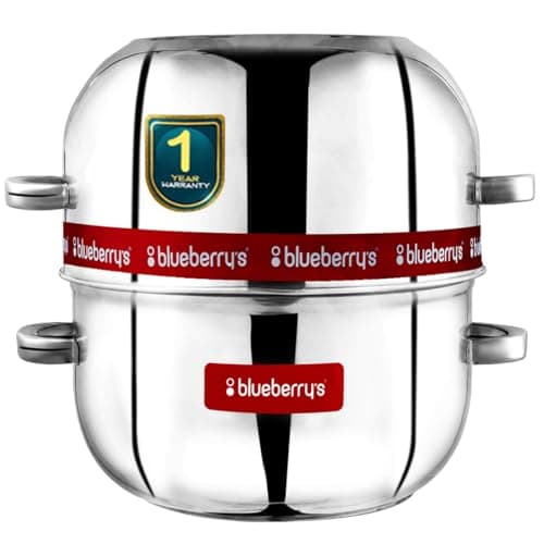 Blueberry's Thermal Rice Cooker, 1.5 Kilogram Double Layer Stainless Steel Thermal Cooker Choodarapetty with Stainless Steel Pot & Rubber Gaske
