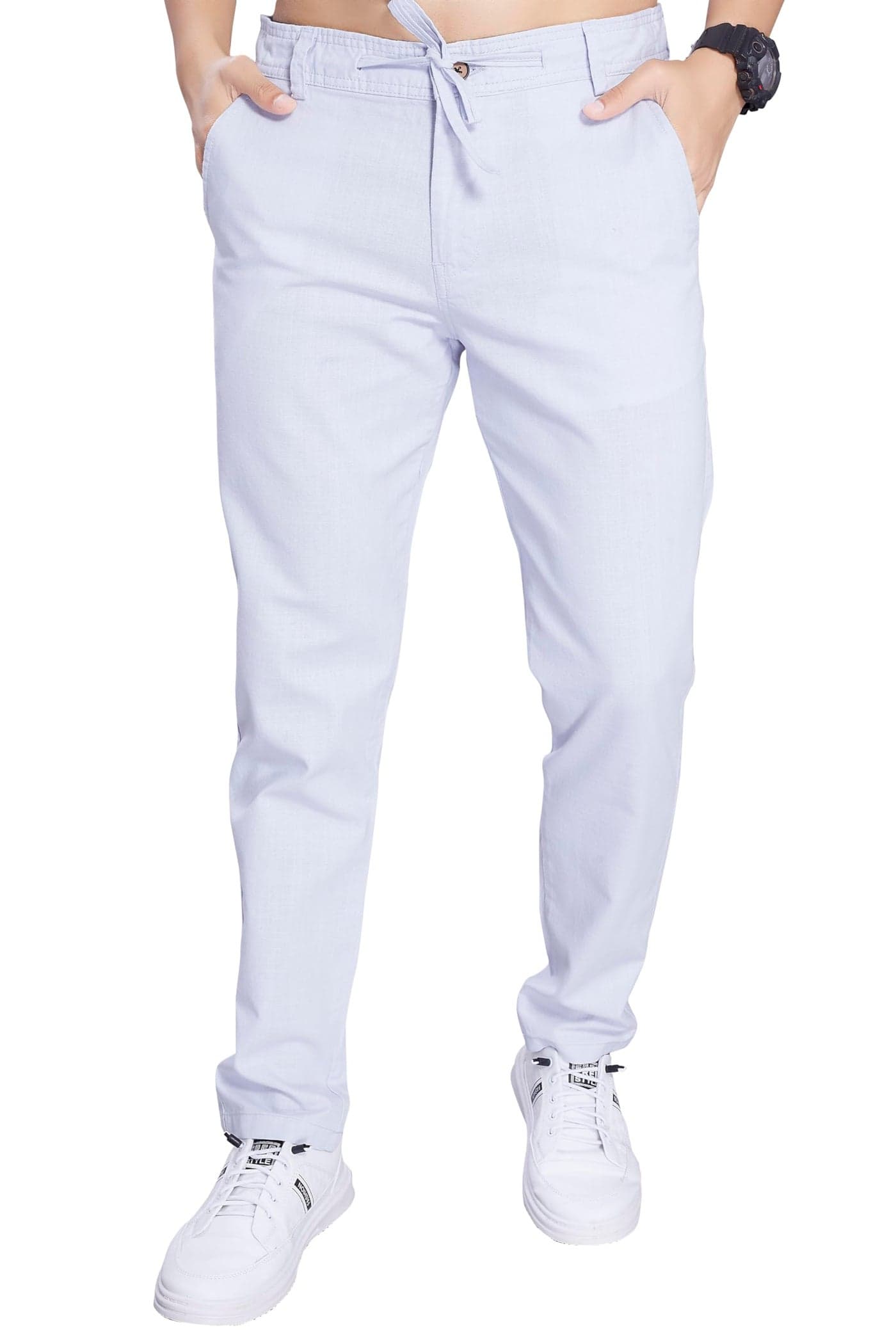 DIVISIVE Men's Loose Fit Linen Blend Cotton Pants (DPT113_34_Sky)