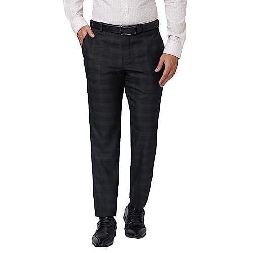 Park Avenue Men's Regular Mid Rise Trouser (PMTX07271-K5_Black_86)