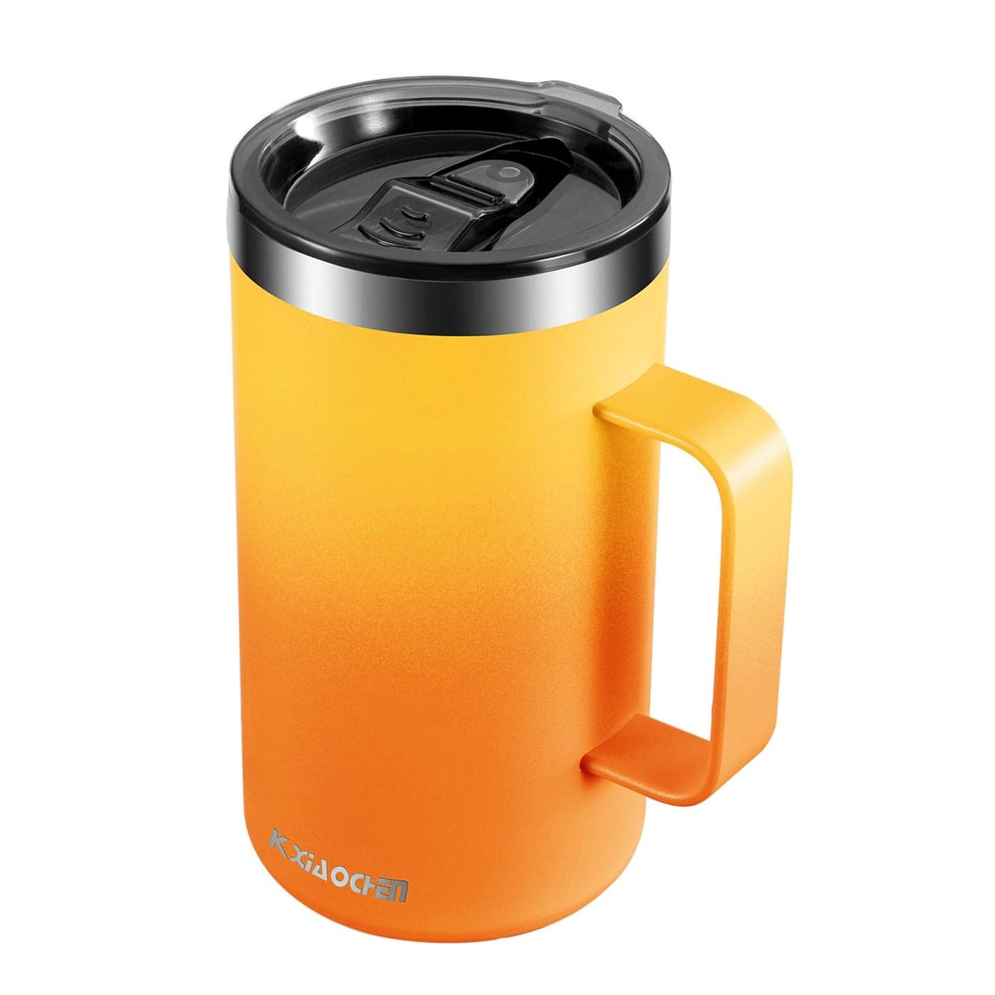 KXIAOCHEN 20oz Insulated Coffee Mug with Lid Stainless Steel Coffee Cup Double Wall Vacuum Coffee Tumbler with Handle Premium Thermal Travel Coffee Mug Mango Yellow