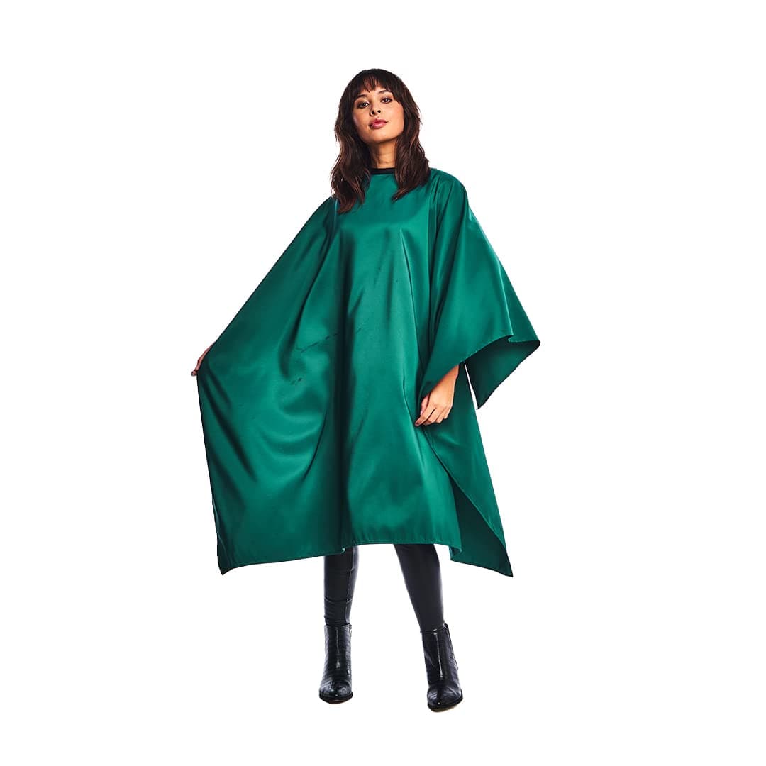 Betty Dain Lightweight Crinkle Nylon Hair Cutting/Styling Cape, Water Resistant, Ultra Lightweight Crinkle Antron Nylon, Repels Hair, Neck Snap Closure, Generous 54 x 60 Inch Size, Green