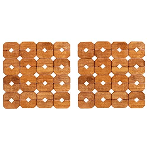 HOKIPO Square Bamboo Coaster Heat Pad, Pan Pot Holder, 15 x 15 cm, 2 Piece Set (AR2018*2)