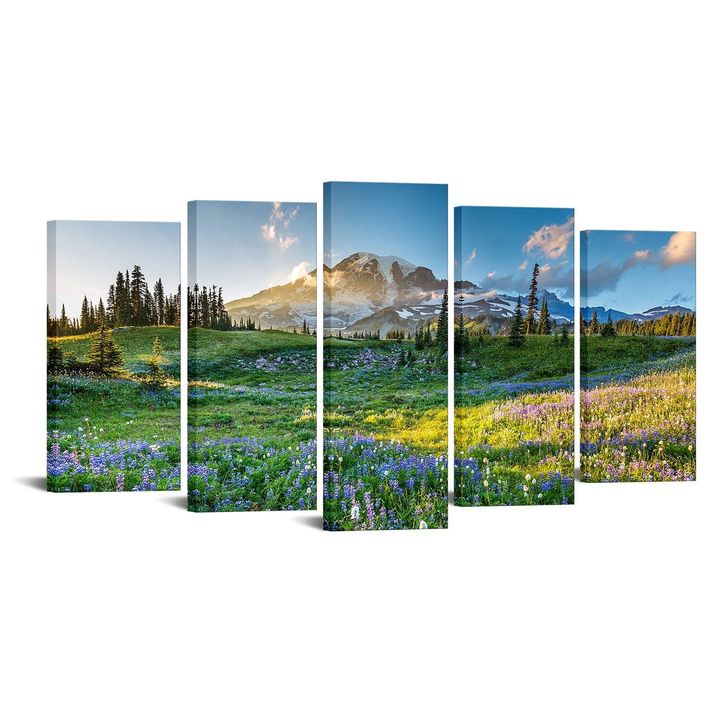 LevvArts Large Canvas Print Wall Art Mount Rainier National Park at Sunrise Landscape Painting Giclee Print Gallery Wrap Ready to Hang Modern Living Room Decor