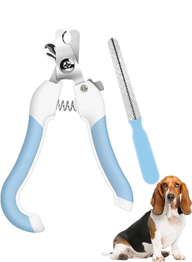 Pet Nail Clippers and Trimmers, Professional Pet Grooming Tools with Safety Protection, Sharp Blades, Included Nail Files, Anti Over-cutting Design, Suitable for Small & Large Dogs and Cats, Blue