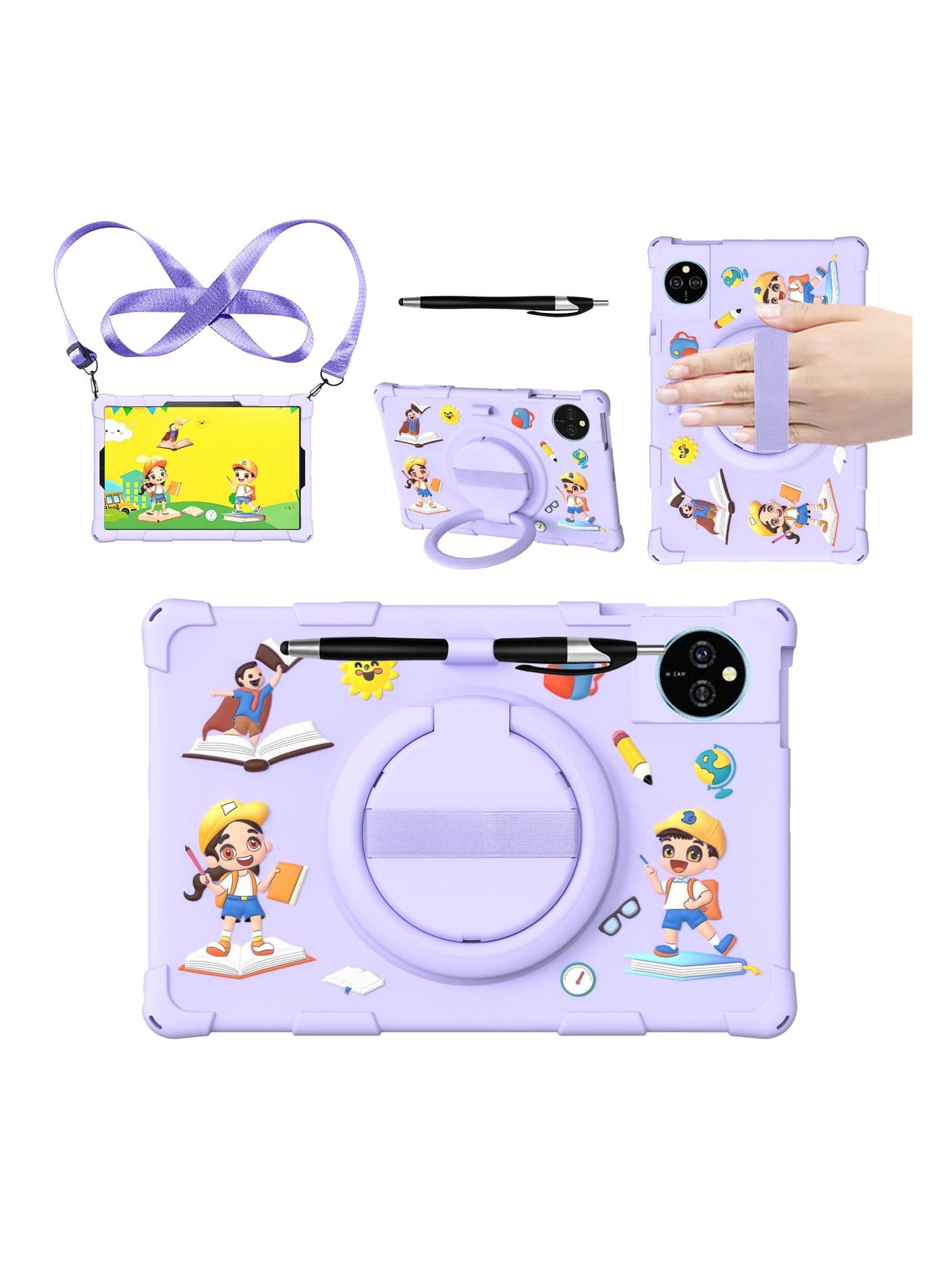 Compatible with the Honor X9A - 11.5 Case, Rugged Protective EVA Silicone Child Protective Case, Shockproof Foldable 360 Degree Rotatable Stand Grip