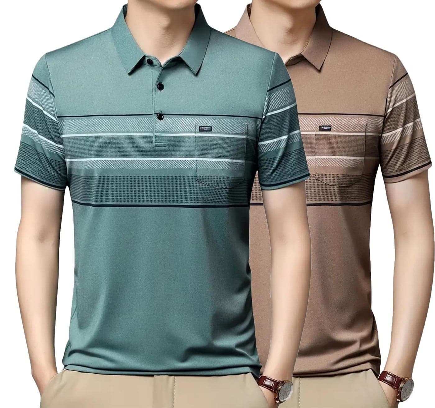 Lymio Polo T Shirt for Men || Men Casual T-Shirt || Polo Available in Combo Pack of 2 (POLO-60-61-Brown-Pista-2XL)