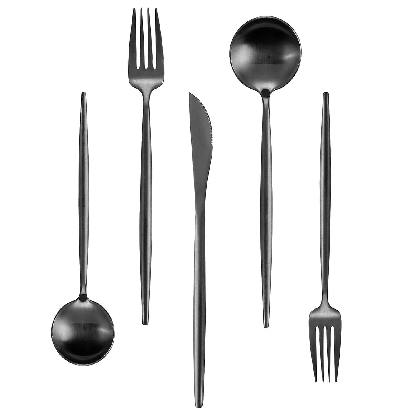 Silverware Set for 8 IBIILII JEFF 40 Pieces Stainless Steel Flatware SetMatte Black Kitchen Utensil Set Tableware Cutlery Set Spoons And Forks Set Satin Finished Polished Dishwasher Safe