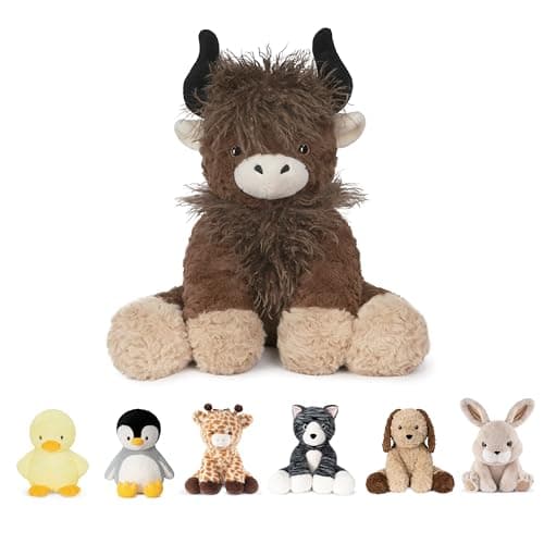 Niuniu Daddy 14 35 Pound Weighted Highland Cow Plush Big Highland Cow Stuffed Animal for Kids Adults Giant Weighted Sitting Plush Toy Large Body Pillow for Birthday Christmas Holiday Presents