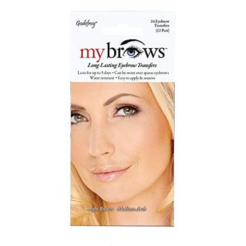 Godefroy MyBrows Long Lasting Eyebrow Transfers Medium Arch Light Brown 12Pairs of Brows