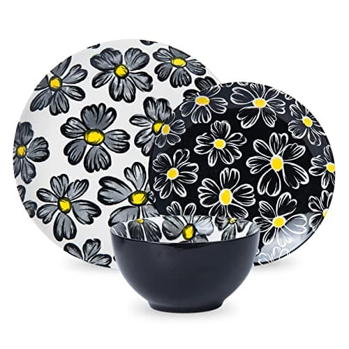 SAGOSKAT 12-pieces Dinnerware Set Ceramic Dish Set Plates Sets Service for 4, Bowl Sets, Stoneware Dinnerware Sets, 12pcs Plate and Bowl Set for kitchen