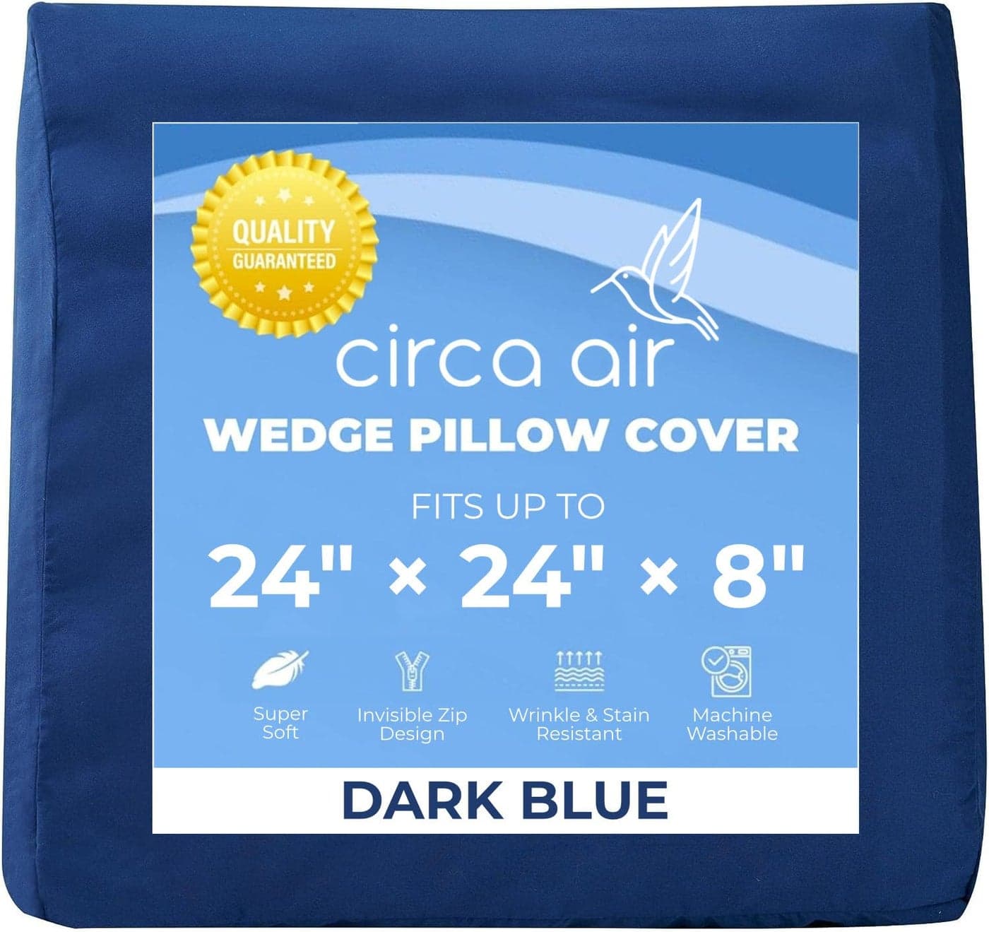 Circa Air Wedge Pillow Cover Bed Case for Inflatable Wedge 24x24x8 Ultra Soft 100 Microfiber With Zip Cover Machine Washable Blue