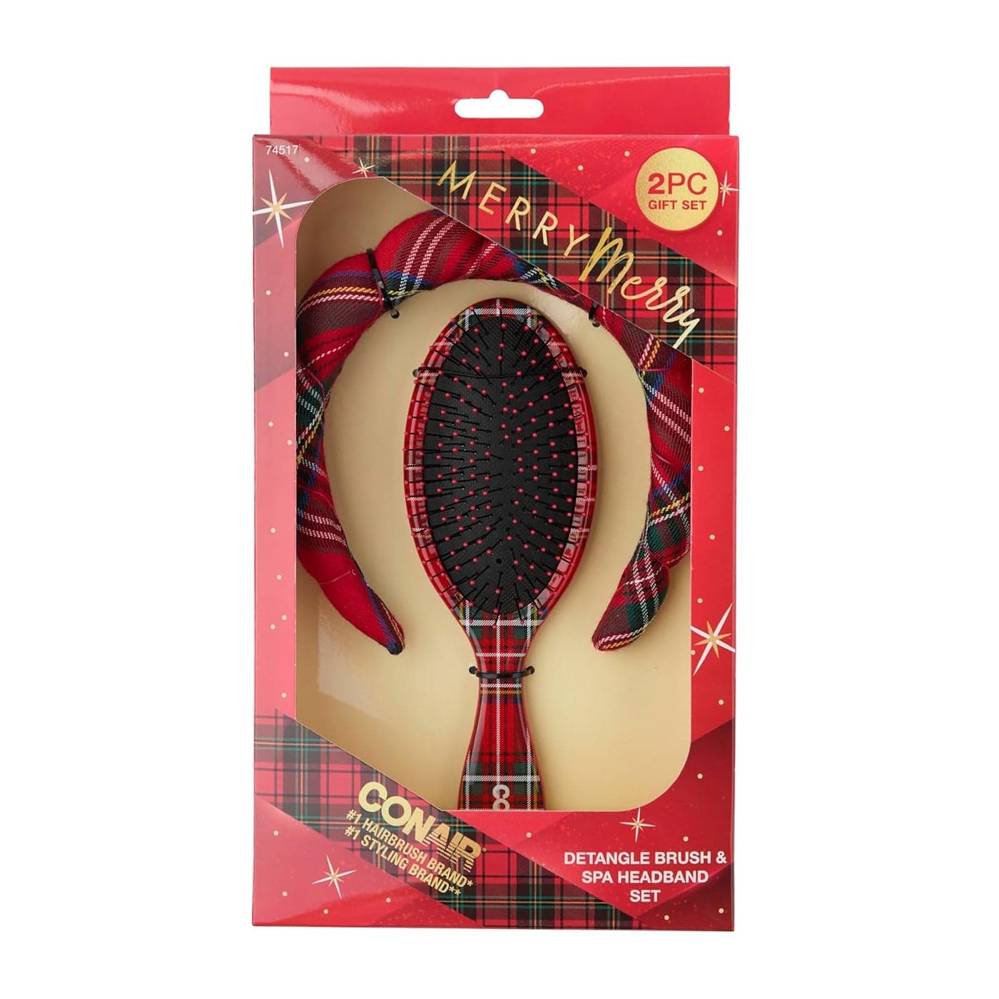 CONAIR Spa Tartan Headband Detangle Cushion Brush 2pk Set spa headband for washing face Bubble headband Makeup headband GRWM headband gifts for teen girls stocking stuffers
