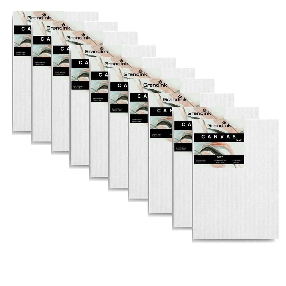 Grandink Painting Canvas Panels 5X7 Inch 10 Bulk Pack 100 Cotton AcidFree Canvases for Painting White Blank Flat Canvas Boards for Acrylic Oil Paints
