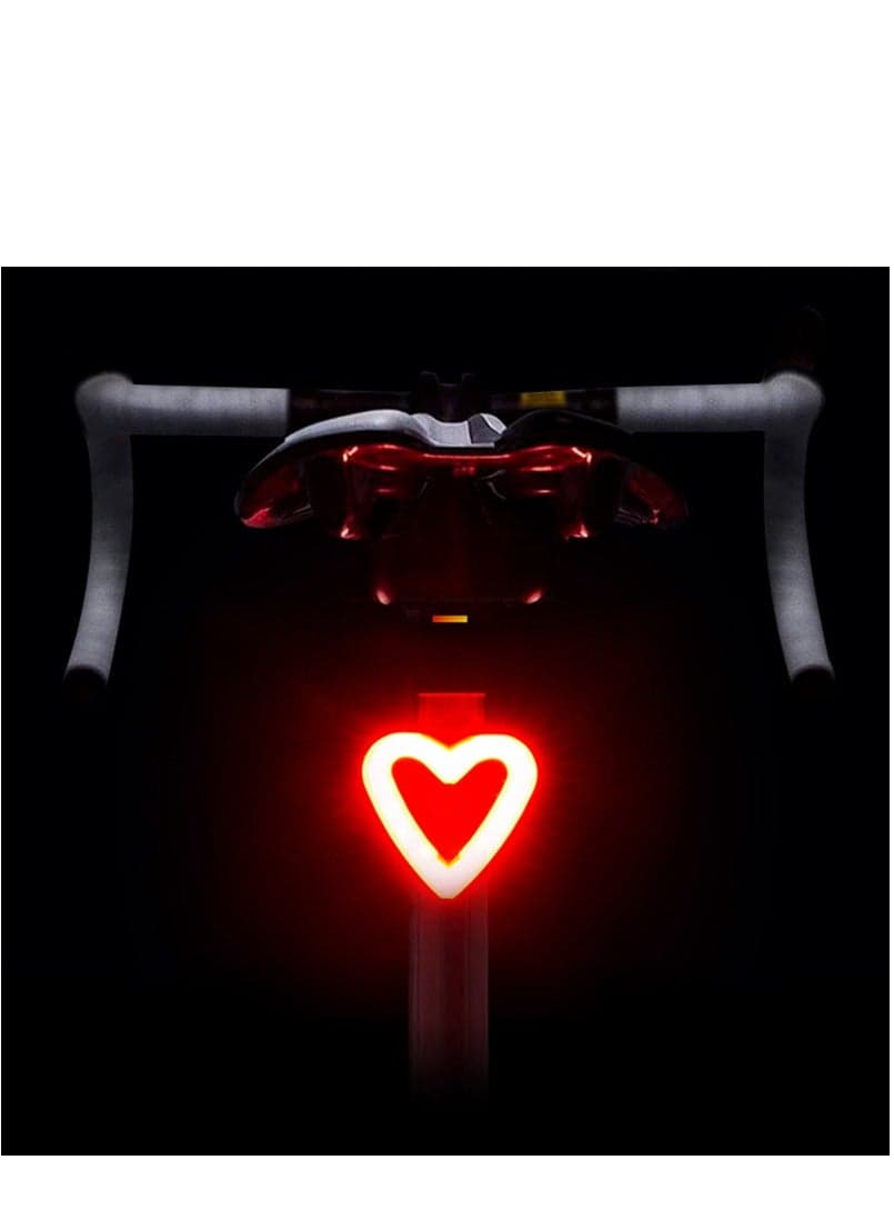 Rechargeable Bike LED Tail Light Vintage Taillight Bicycle Rear Bright Heart-Shape Cycling Safety Warning Waterproof High Lumen Back for Optimum